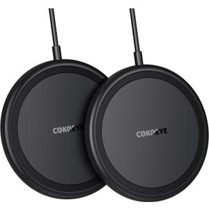 COKOEYE Wireless Charger, 15W Max Fast Wireless Charging Pad 2-Pack Compatible with iPhone 17/17 Air/17 Pro/17 Pro Max/16/15/14/13/12/Samsung S24/S24Ultra/S23Ultra/S22/S21,AirPods Pro2