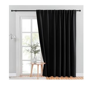 Blackout Sliding Door Curtains, Thermal Insulated Curtains for Sliding Glass Doors, Extra Wide 62 x 42" Long, Back Tab & Rod Pocket Room Divider Drape for Bedroom Privacy, 2 Panel, Black