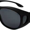 Polarized Solar Shield Fit Over Glasses Driving Sunglasses for Men and Women (Black)