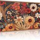 Aurlan Boho Burnt Orange Terracotta Wildflowers Framed Wall Art(40"x20"), Abstract Floral 3D Textured Canvas Artwork, Large Modern Vintage Botanical Nature Art Wall Decor for Home Office Living Room Bedroom