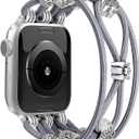 Beaded Bracelet Compatible with Apple Watch Band 41mm 38mm 44mm 42mm 45mm 46mm 49mm Women Boho Braided Solo Loop Nylon Stretchy Dressy Strap for iWatch Serie11/10/9/8/7/6/5/4 SE 3/2/1 Ultra