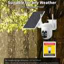 4G LTE Solar Security Camera - No WiFi Cellular Outdoor Camera with 2K Color Night Vision, PIR Motion Detection, 2-Way Audio, Siren Alarm, 360 Live View, SIM Card & 32GB SD Card Included