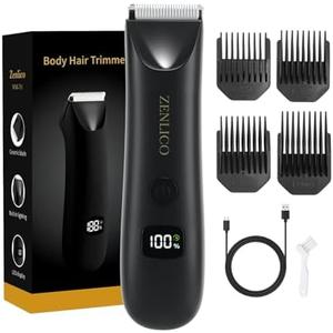 ZENLICO Pubic Hair Trimmer for Men, Manscape Body Hair Trimmer, Ceramic Blade Body Shavers with USB-C Charging, Replaceable Heads Ball Razors with Led Display, 90 Minutes Shaving, Ideal Gift for Men