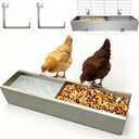 Stainless Steel Chicken Feeder Trough, No Waste Poultry Feeding Pan, Rust-Proof & Easy Clean, Heavy Duty for Chickens Ducks Geese, Outdoor/Indoor Use