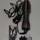 Travel Dual Voltage Blow Hair Dryer Brush 4IN1 Portable Mini Hot Air Dryer Straightener & Curler Brush, Titanium 2Inch Blowout Styler Volumizer Tool, 110/240V US/EU/UK Plug for International Travel