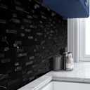 SUNWINGS 5-Sheet Peel and Stick Mosaic Natural 3D Stone Self Adhesive Marble Tiles, 11.5" x 10.7" Stick on Backsplash for Kitchen Bathroom Fireplace Vanity, Mixed Black