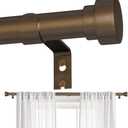 DMDG Bronze Curtain Rods for Windows 32 to 150 Inch, Heavy Duty Curtain Rod Adjustable Length, 1 Inch Diameter Modern Decorative Curtains Rods(Bronze,32-150")