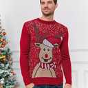 Karlywindow Mens Ugly Christmas Sweater Holiday Reindeer Snowflake Santa Soft Pullover Long Sleeve Knitted Sweaters (X-Large, Red)