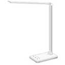 White crown LED Desk Lamp Dimmable Table Lamp Reading Lamp with USB Charging Port, 5 Lighting Modes, Sensitive Control, 30/60 Minutes Timer (White, First-Generation)