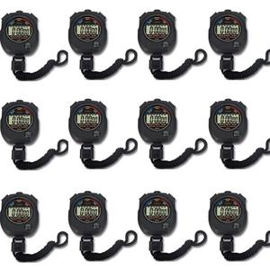 12 pack Multi-function Electronic Digital Sport Stopwatch Timer, Large Display with Date Time and Alarm Function,suitable for Sports Coaches Fitness Coaches and Referees