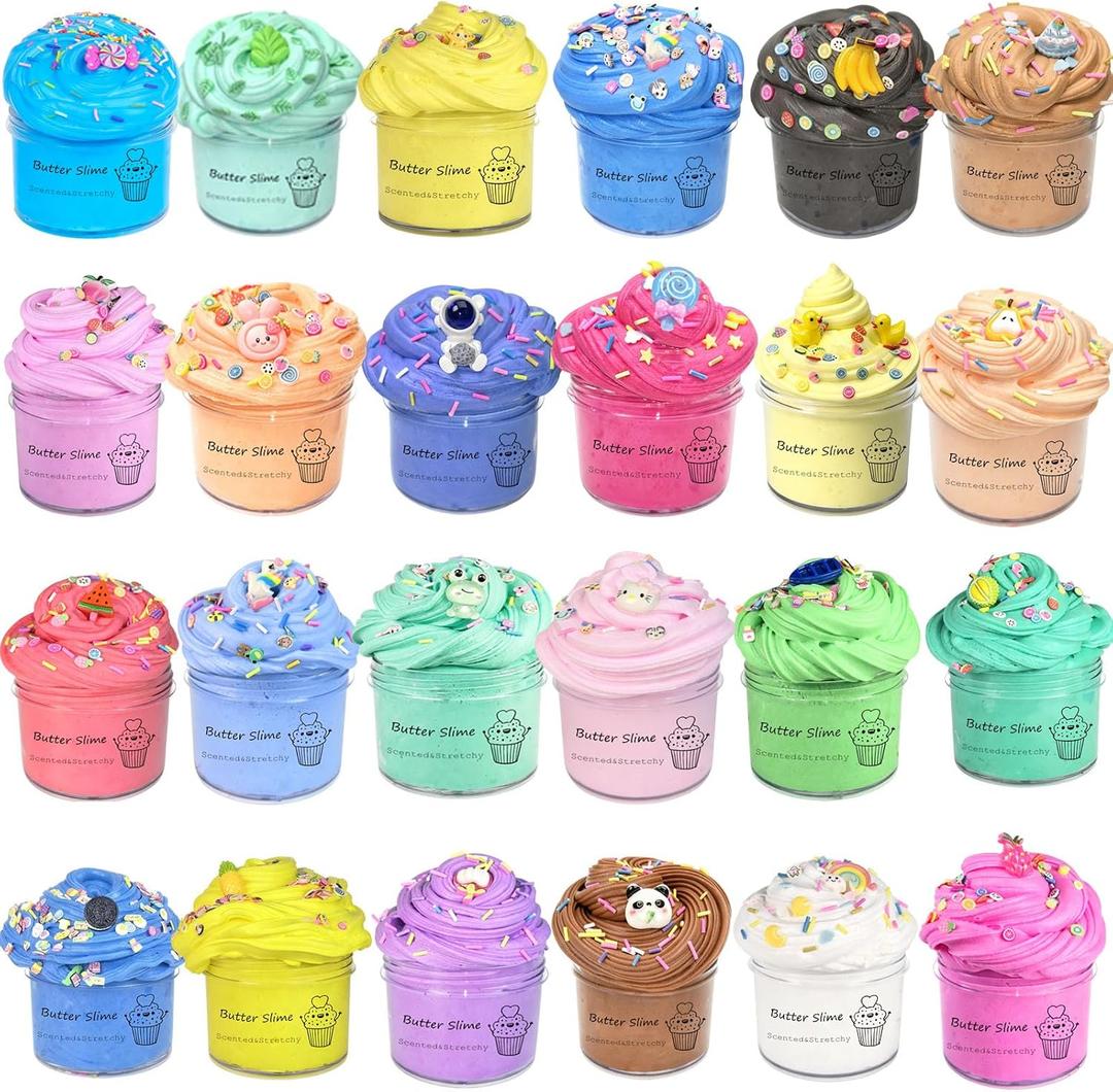 24pack Butter Slime for Kids Party Favors, Goodies Bag Fillings, Fidget Toy, X'Mas Stocking Stuffers