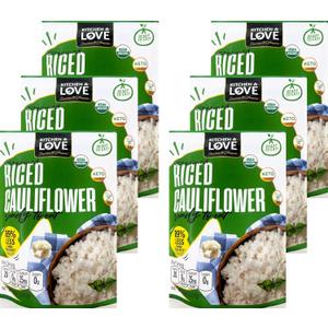 Kitchen & Love Organic Riced Cauliflower 8 oz (6 Pack) | Low Carb, Low Calorie, Healthy Rice Alternative, Vegan, Gluten Free, Ready to Eat & Microwaveable, Dairy Free, Shelf Stable (BBD 04/29/2028)