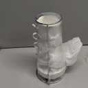 3 Ounce Espresso Cups Set of 4, Stackable Demitasse Mugs, Includes Display Stand, Cups Saucers, and Spoons, for Machines & Home Use, White Silver Tone