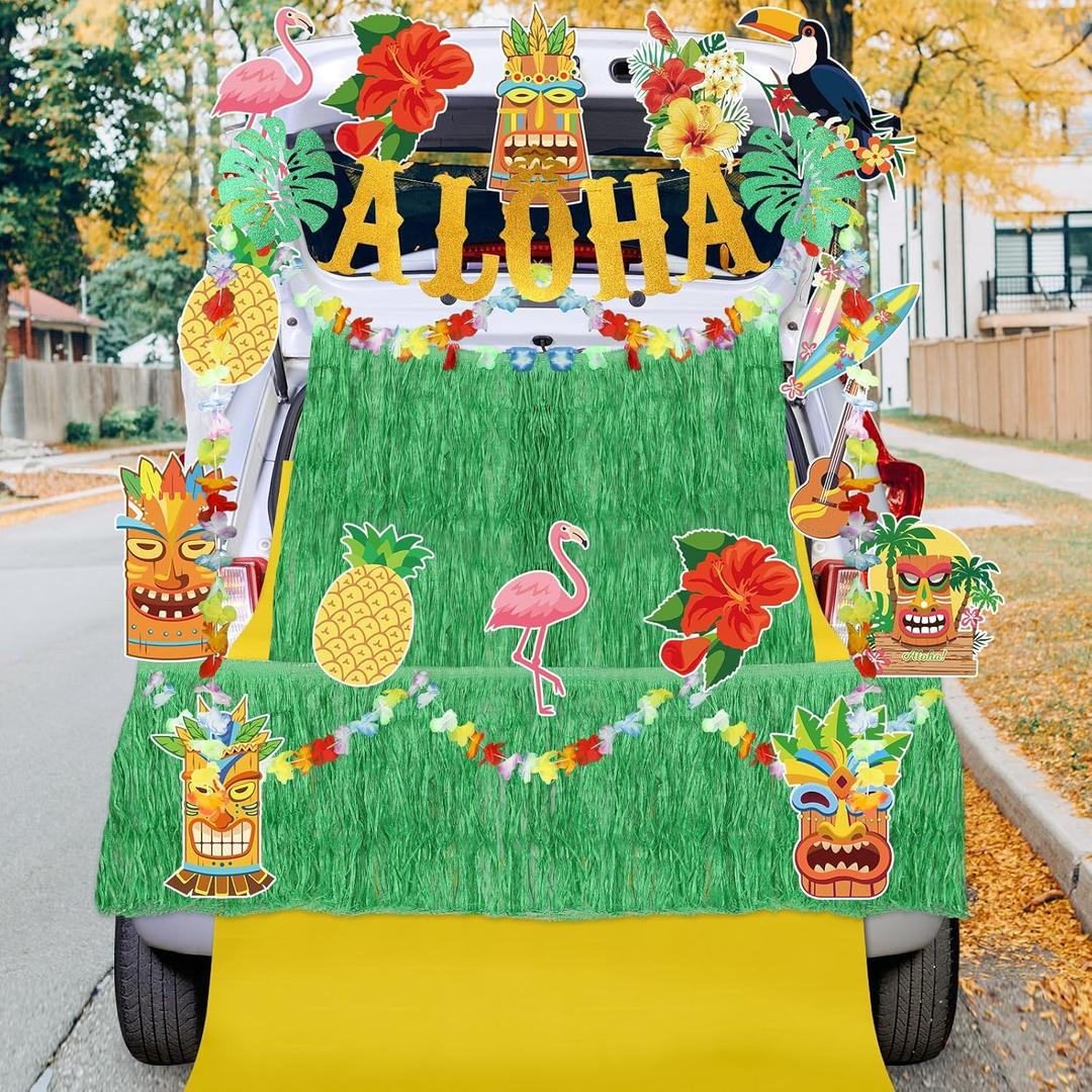 Halloween Trunk or Treat Hawaii Car Decoration Kit, Trunk or Treat Car Archway Garage Decoration, Hawaii Theme Trunk and Treat Decoration for Cars and SUVs, Halloween Outdoor Decor