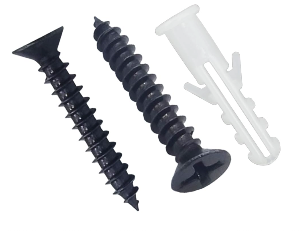 Black Wood Screws Kit  Phillips Flat Head Self-Tapping Drywall Screws Assortment with Screw Anchors Set for DIY Projects and Electronic Accessories 2 inches