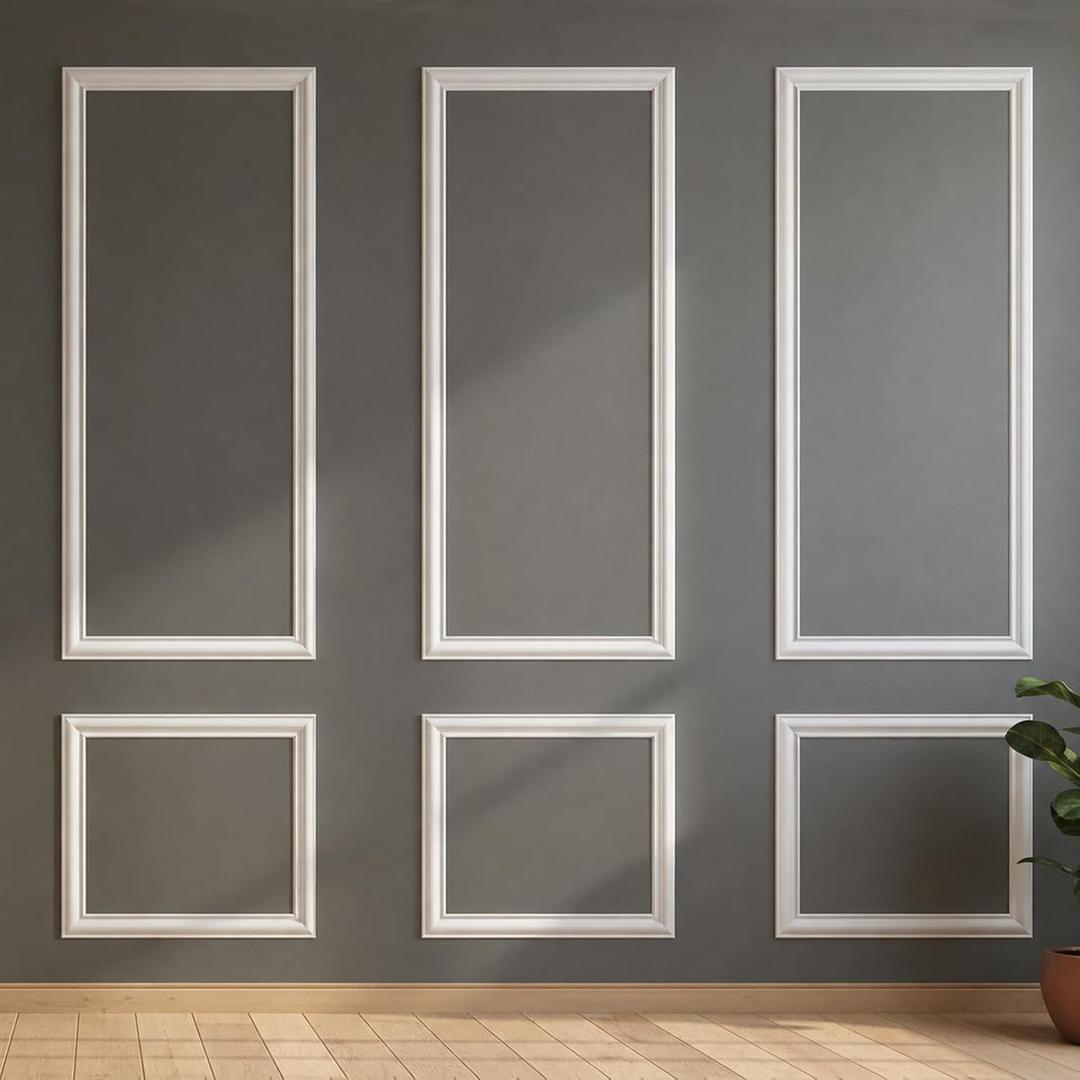 Pre Cut Wall Molding, 3 Set Wainscoting Panels Peel and Stick, 54 x 24 in | Paintable & Ready-to-Assemble, Lightweight Wall Moulding Panel for Living Room Bedroom Hallway Kitchen Island