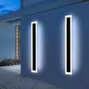 Upgrade Widened 2 Pack Long Outdoor LED Wall Light, 57inch Modern Minimalist Wall Sconces, 3 Color 3000K/4500K/6000K, 50W, IP65 Waterproof, Black Exterior Lighting Fixture for Patio, Garden, Garage