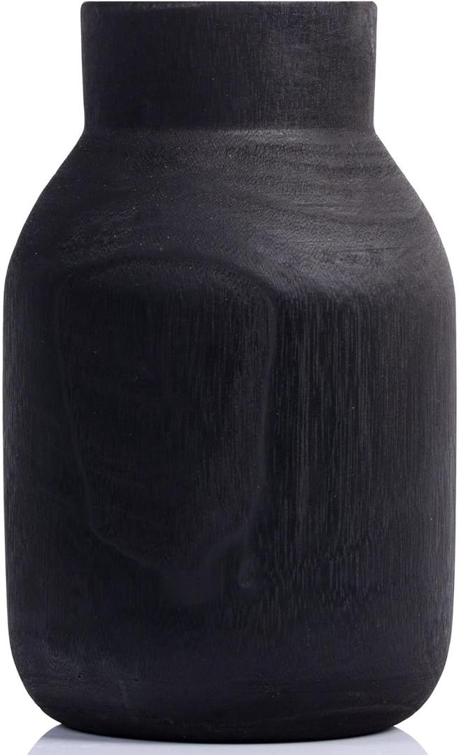 Black Rustic Large Wooden Vase for Home Decor, Vintage Floor Tall Flower Vase Distressed Farmhouse Decor for Living Room Entryway Table Centerpieces,Shelf,Kitchen,Wedding,Wabi-Sabi
