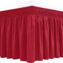 Wrap Around Bed Skirts for Queen Size Beds 18" Drop, Red Adjustable Elastic Dust Ruffles Easy Fit Wrinkle Resistant Silky Luxurious Fabric Machine Washable