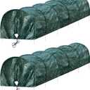 2-Pack Garden Tunnel Shade Net Cover, 10 ft Portable Greenhouse with Quick-Release Tech - Sun & Heat Protection for Vegetables & Plants, Includes Hoops & Stakes (Green Net)