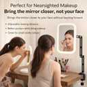 Ezcora Clip On Vanity Mirror with Light for Nearsighted Makeup, Magnetic Detachable Makeup Mirror with Extension Arm, Rechargeable 3 Color Lighted Mirror for Desk, Tabletop or Clamp-On Use