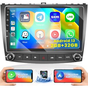 for Lexus IS250 IS300 IS200 IS220 IS350 2005-2012 Android 13 Radio with Wireless Carplay Android Auto, 10.1'' Touch Screen Car Stereo GPS/WiFi/EQ DSP FM RDS/Bluetooth/SWC/Backup Camera