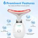 SDKWDH Red Light Therapy for Face and Neck, 7 Color Face Massager Tool for Wrinkles, Double Chin, Vibrating Facial Massager with Thermals for Skin Care, Gifts for Women Men, Glossy White