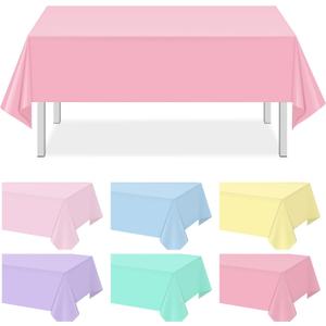 12Pack Pastel Color Tablecloths,Plastic Mix Color Tablecloth Disposable Rectangle Table Covers for Baby Shower, Wedding, Birthday Party, Easter and Ice Cream Party Decoration,6 Color, 54 x 108 Inch