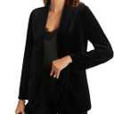 MINTLIMIT Women Velvet Blazer Jackets Long Sleeve Business Suit Lapel Open Front Casual Blazers with Pockets (Black, L)