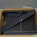 TV Stand with LED Lights for 55 Inch TV, Entertainment Center with 3-Tier Open Shelves, TV Console Table for Living Room, Bedroom, Rustic Brown