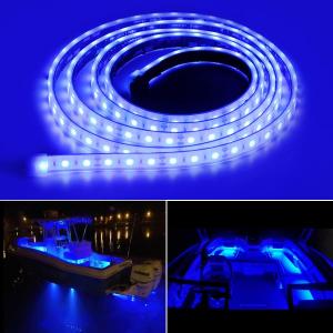 Marine Submersible Boat LED Strip Lights, 12V 6FT IP68 Waterproof Underwater Boat Lights, Boat Interior Light, Boat Deck Light Courtesy Lighting for Night Fishing Pontoon Kayak, Blue (6FT Blue)