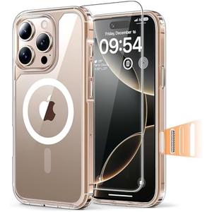 TAURI 3 in 1 for iPhone 16 Pro Case, Camera Control Compatible with MagSafe, with 2X Screen Protectors, Military-Grade Protection, Slim Magnetic Phone Case for 16 Pro 6.3", Clear