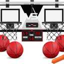 2 Player Basketball Game, Dual Shot Over The Door Mini Basketball Hoop Indoor with Scoreboard, Basketball Toy Gifts for Kids Boys Girls Adults, Suit for Bedroom/Office/Outdoor/Pool, Black