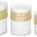 Generic Airless Pump Jars set, 0.5oz /1oz /1.7oz Empty Refillable Cosmetic Pump Jars Bottles Lotion Cream Dispenser Portable Travel Size Makeup Containers (Gold), JAR_3pack