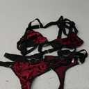 Lilosy Sexy Wireless Choker O Ring Linked Strappy Harness Lingerie Set Outfits 3 Piece