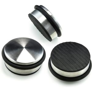 Stainless Steel Door Stopper (3 Pack) 4"x1.85" Premium SofiHome Top Durability Door Stops with Silica Gel Treads Stylish Decorative Heavy Duty Door Stop for Floor & Wall Safety