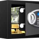 0.7 Cubic Small Safe Box Fireproof Waterproof, Digital Home Security Box with Programmable Keypad and Spare Keys, Document Safe for Money Firearms Medicine Valuables