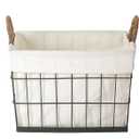 Metal Wire Storage Basket with Burlap Liner, 1. 15-11 2. 13-9. 3. 11-7 4. 10-6.5 In