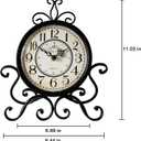 HZDHCLH Vintage Table Clocks for Living Room Bedroom Decor, Silent Decorative Farmhouse Shelf Clock Battery Operated, Small Rustic Mantel Clock with Roman Numerals (Black,11 inch)