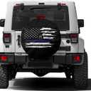 Delerain Spare Tire Cover with Backup Camera Hole Blue Line Flag White Wheel Covers Waterproof Dust-Proof UV Sun Universal Fit for Trailer RV SUV Truck (17 Inch for Diameter 31"-33")