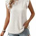 BLENCOT Tank Top for Women Trendy Sleeveless Loose Ruffle Sleeve Casual Waffle Basic Summer Spring Tops, Size XL
