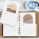 A5 Notebook Divider  12-Month Planner Binder with Customizable Cards, Durable 6-Ring Organizer for Notes, Journaling, and Planning  Compact and Refillable (8.5"*5.5") (Black)