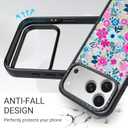Clear TPU Phone Case Cover for iPhone 17 Pro with Design, Drop Protection, Floral Case for Girl Women, Flower1