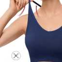 NANJI Seamless Sports Bra for Women - Padded Racerback Y Bra Low Impact Removable Pad for Fitness Gym Yoga Workout Top (Blue, S)