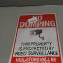 No Dumping Signs, 14x10 Inch Property Protected by Video Surveillance Sign, Reflective Aluminum, Fade-Resistant/Waterproof, Suitable for Indoor or Outdoor Use (4)