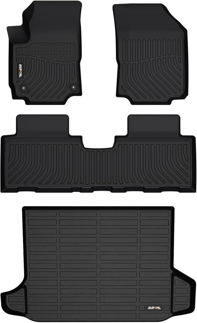 AIPOIL Floor Mats & Cargo Liner Set for 2018-2024 Chevy Equinox & GMC Terrain All Weather Protection TPE Anti-Slip Automotive Full Set Custom Chevrolet Equinox Car Mats Accessories - Black