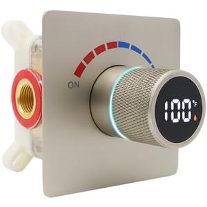 Digital Display Shower Valve Shower Valve Single Way Shower Diverter Valve Shower Mixing Valve Can Use All the Time Brushed Nickel