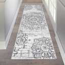 HEBE Hallway Runner Rug 2'x6' Washable Vintage Distressed Area Rugs Non Slip Laundry Rug Runner Boho Floor Carpet Runners for Hallways Entryway Laundry Room Kitchen Bathroom (Grey)