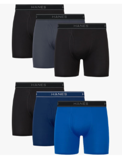 Hanes Men's Underwear Boxer Pack, Performance Stretch Underwear, Moisture-wicking Boxer for Men, 6-pack, Size Small