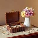 Nosiny Scalloped Wooden Jewelry Box Trinket Organizer with Lid Fan Shaped Decorative Storage Box for Keepsake, Rings, Earrings, Photos, Home Nightstand Dresser Display, 7.25 x 10 x 3.88 Inches